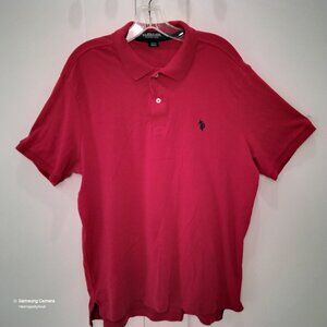 U.S. Polo Assn. Red Short Sleeve Luxury Feel Shirt Double Horseman Logo GUC L